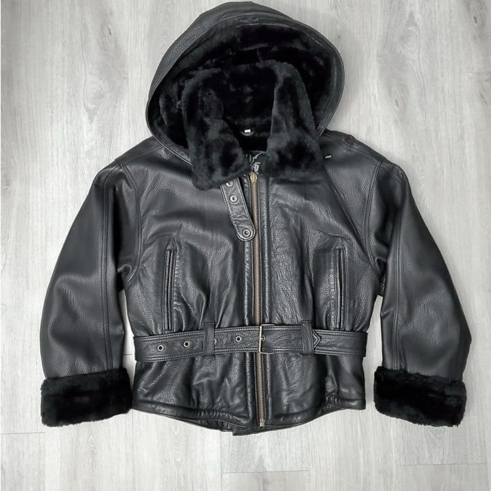 Vintage Women’s Black Leather Winter Jacket